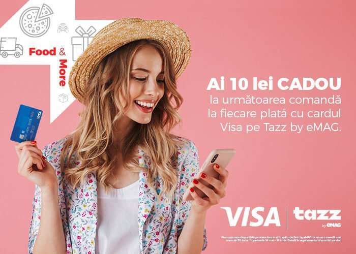 Voucher Tazz - 10 lei cadou la plata cu cardul tau Visa