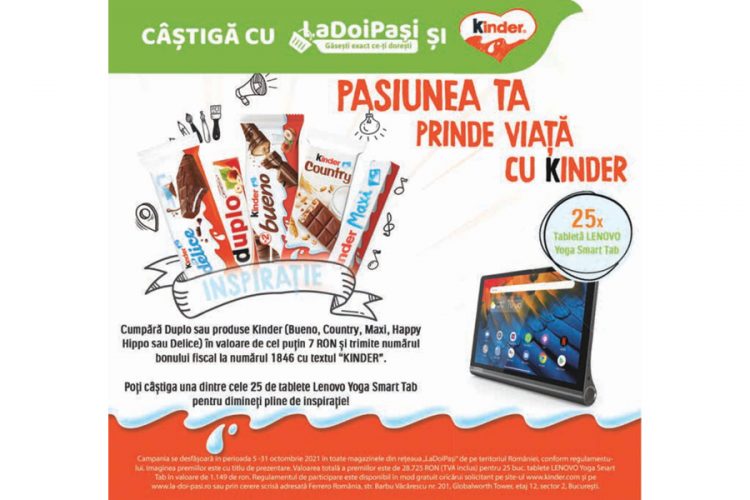 LaDoiPasi - Castiga cu LaDoiPasi si Kinder o tableta Lenovo Yoga Smart Tab!