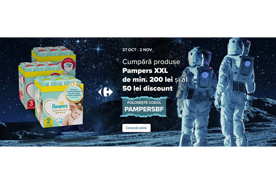 Lubricate another Lab Voucher Carrefour 50 lei reducere la Pampers XXL - Reduceri.Online