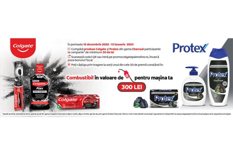 Carrefour Colgate & Protex Charcoal: castiga combustibil in valoare de 300 lei