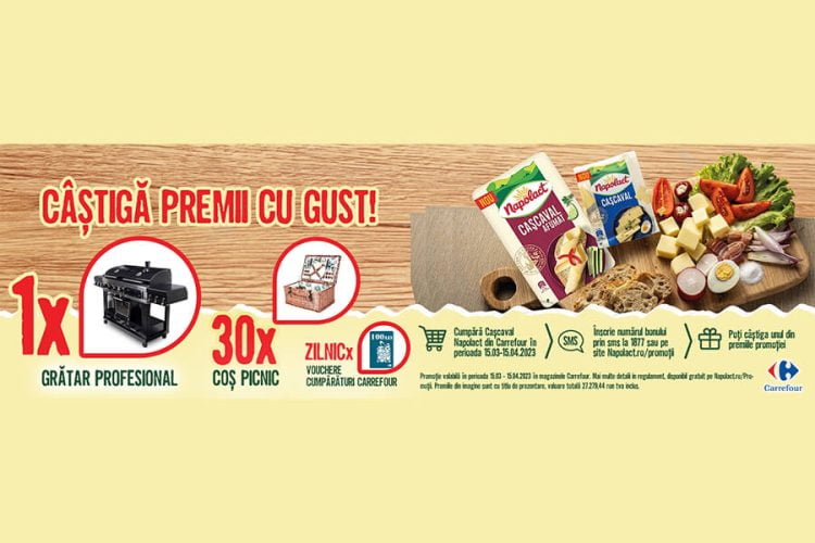 Carrefour Napolact Castiga premii cu gust: gratar, cos picnic sau voucher cumparaturi Carrefour